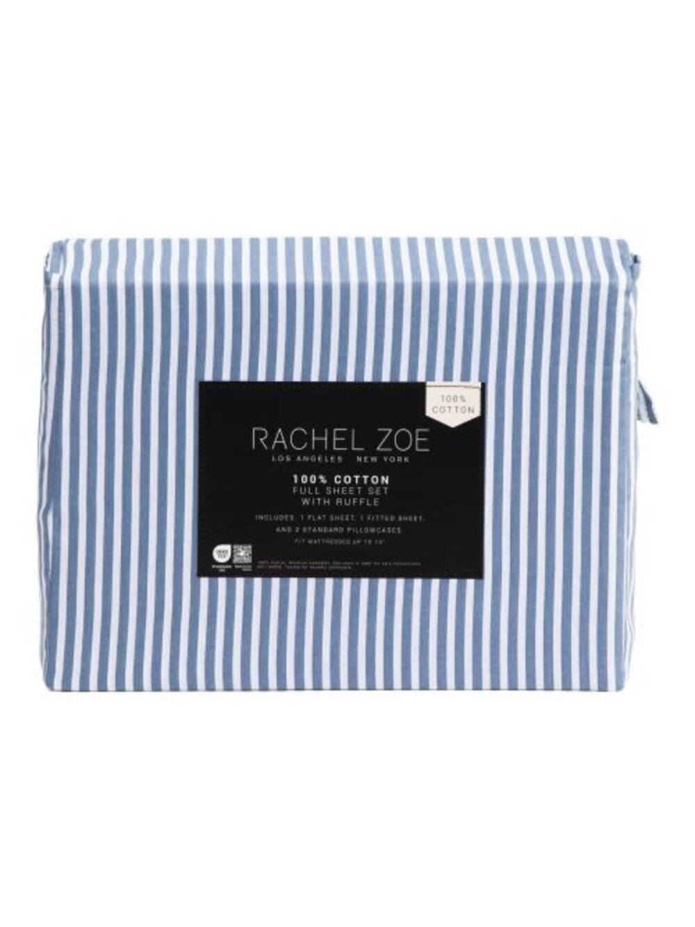 RACHEL ZOE Cotton Stripe Sheet Set With Ruffle